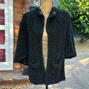 Vintage black lamb cape with pockets 50’s wrap